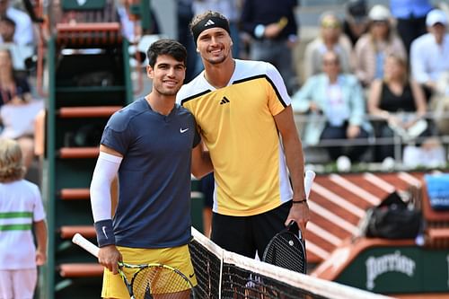 Carlos Alcaraz and Alexander Zverev at the French Open 2024 - Source: Getty