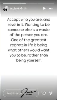 Jaclyn Cordeiro shares a motivational message (Image via Instagram/@jac_lynfit)