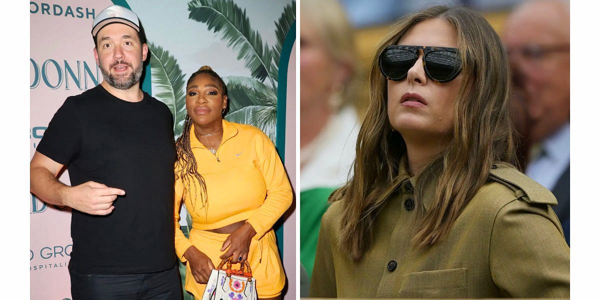 Serena Williams with her husband Alexis Ohanian (L) and Maria Sharapova (R) (Image Source: Getty)