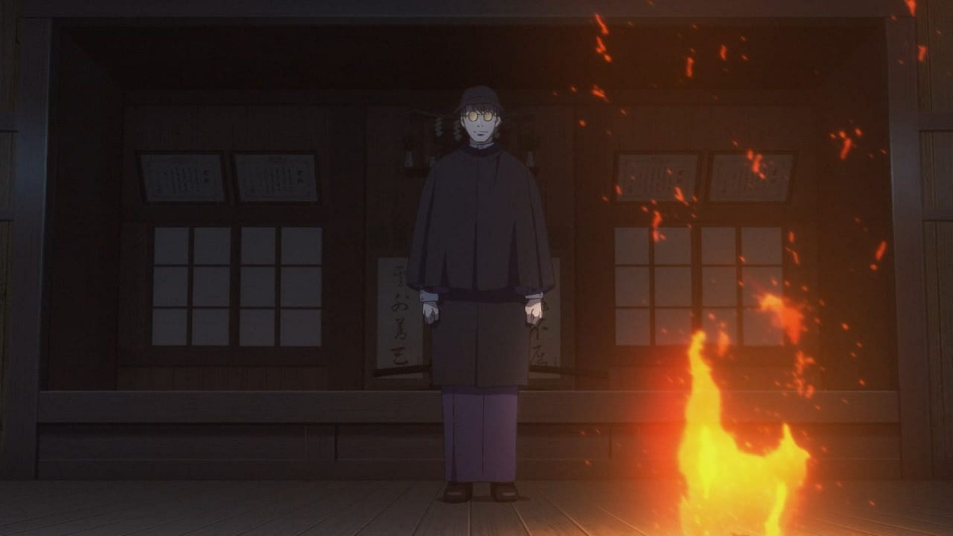 Naoshi Usui seemingly burns a paper crane (Image via Kinema Citrus)