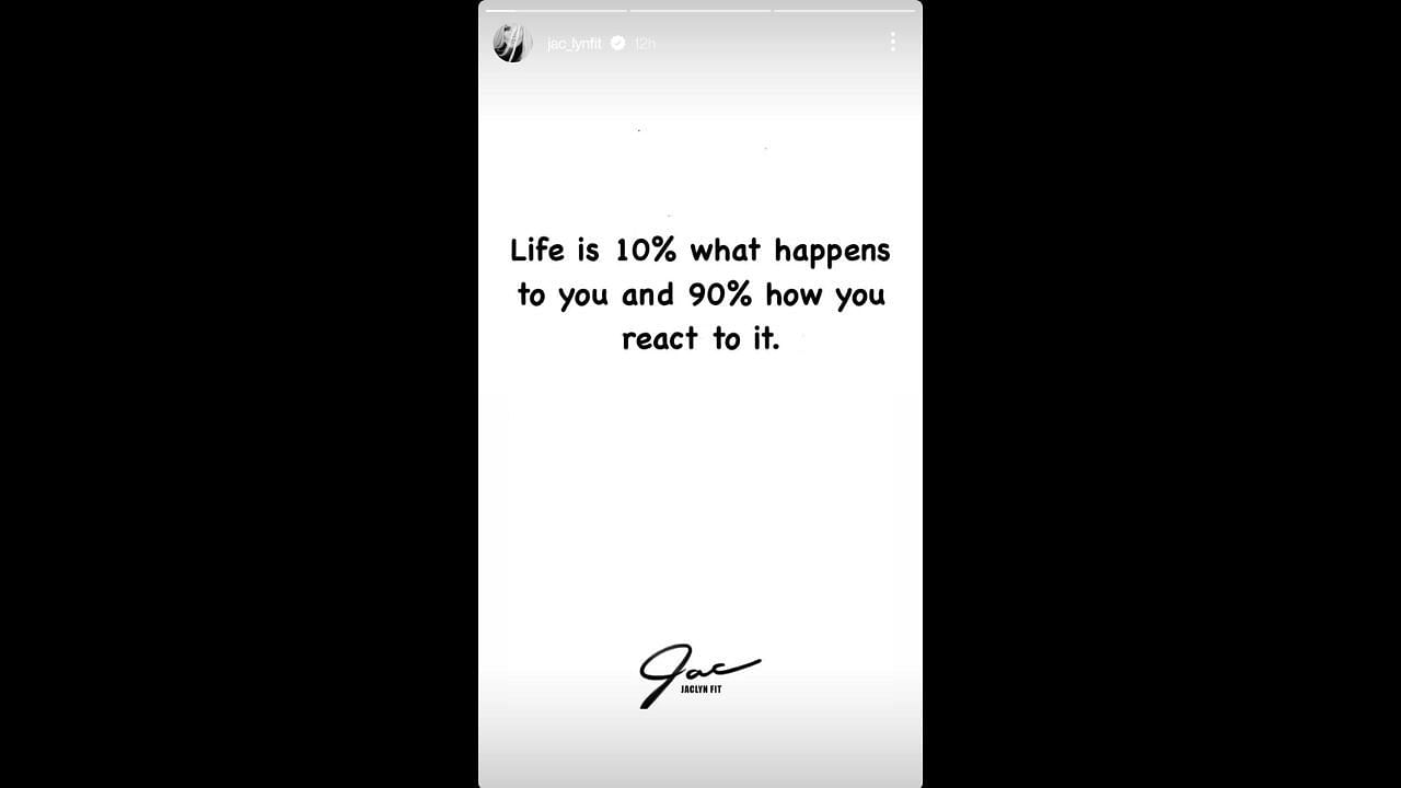 Screenshot of Jaclyn Cordeiro&#039;s Instagram Stories (Images from- Instagram.com/@jac_lynfit IG Stories)