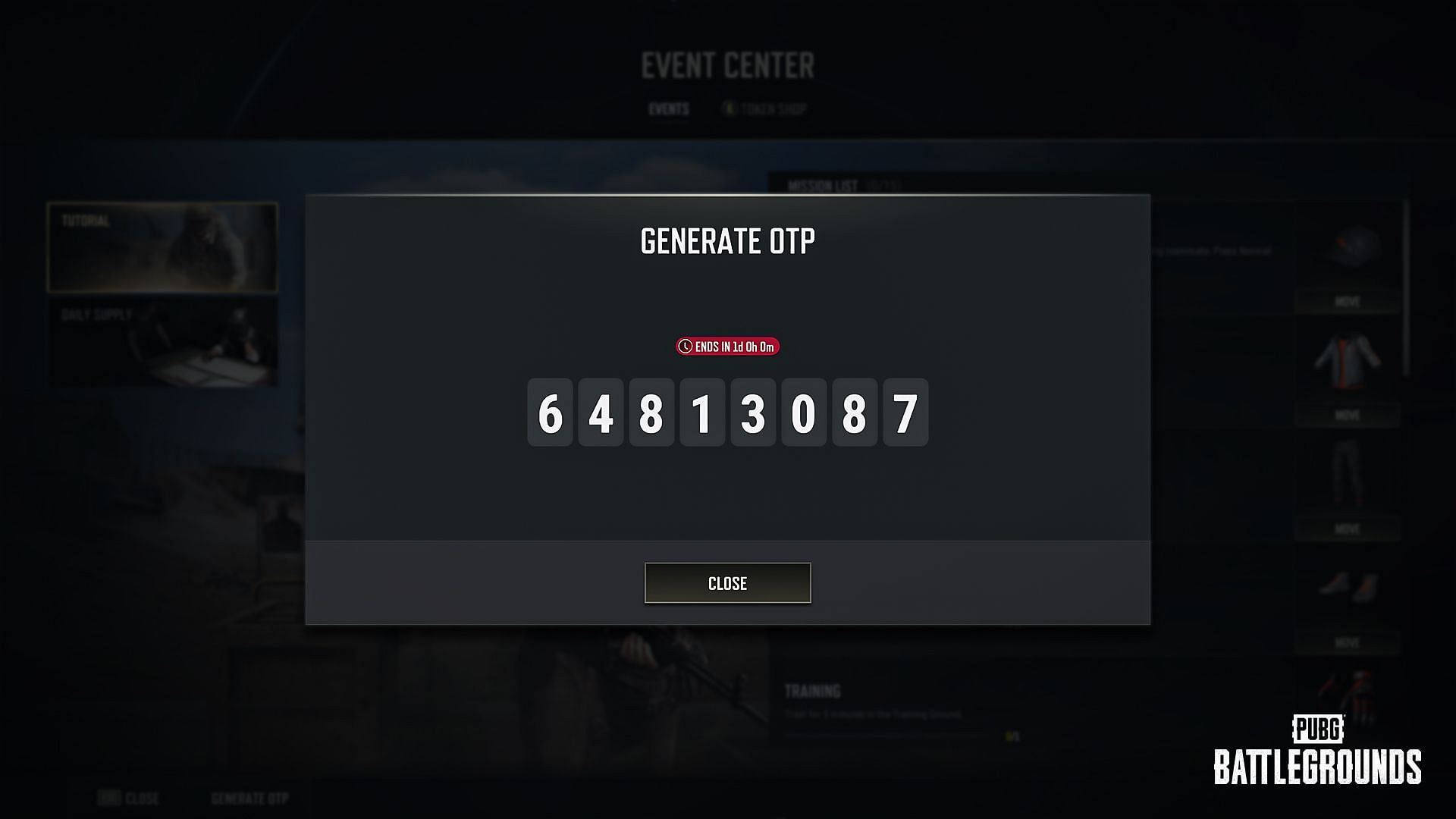 Event Center OTP generation update arrives with PUBG PC Update 34.1 (Image via Krafton)