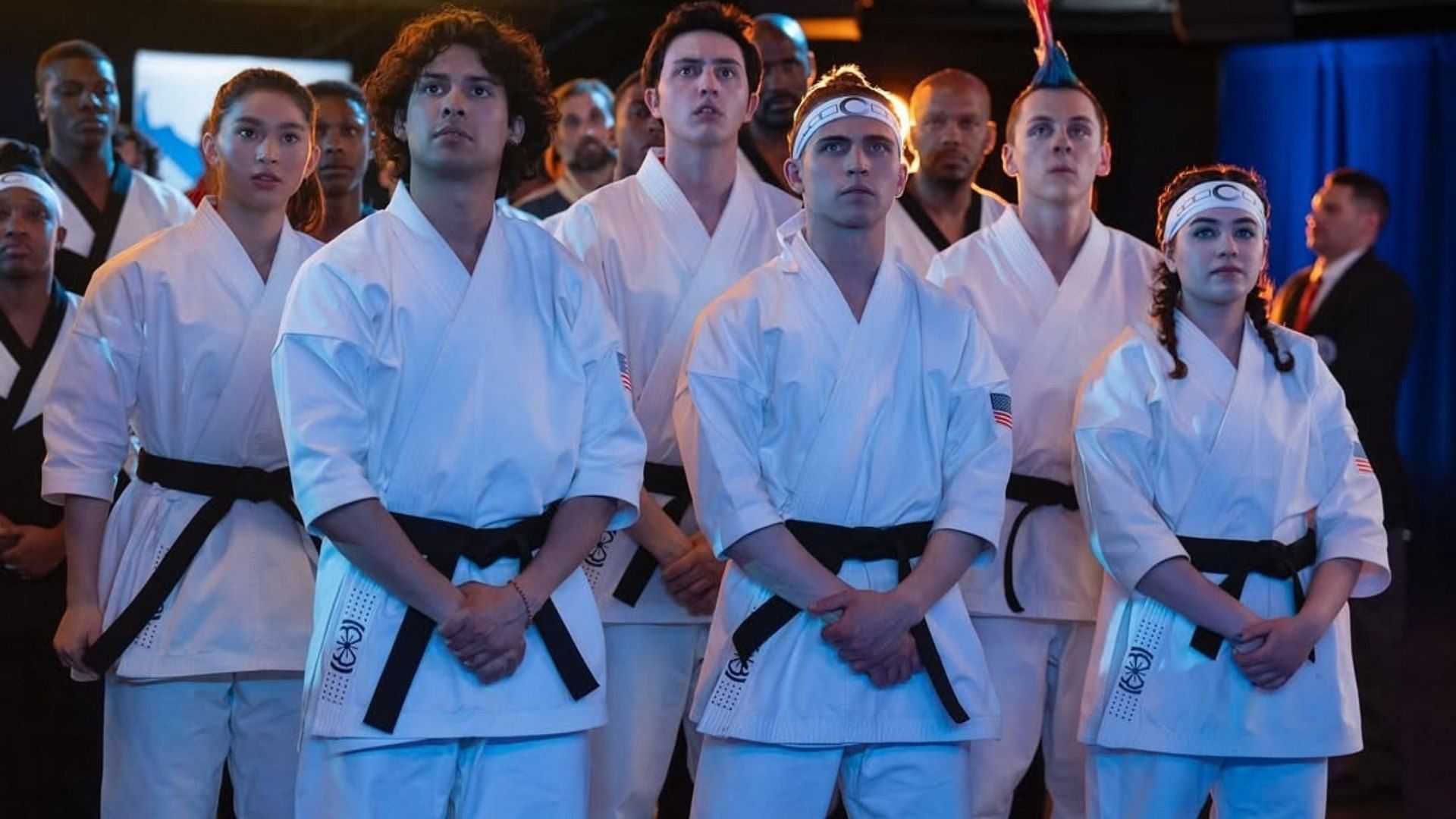 An image of the cast from the Netflix series Cobra Kai (Image via Instagram/@tannerbuchananofficial)