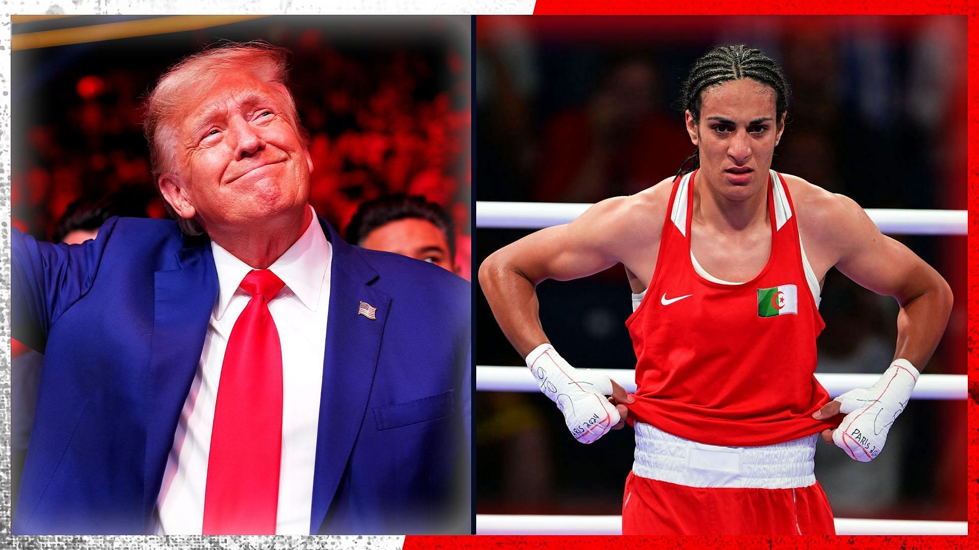 US President Donald Trump (left) and Imane Khelif (right)