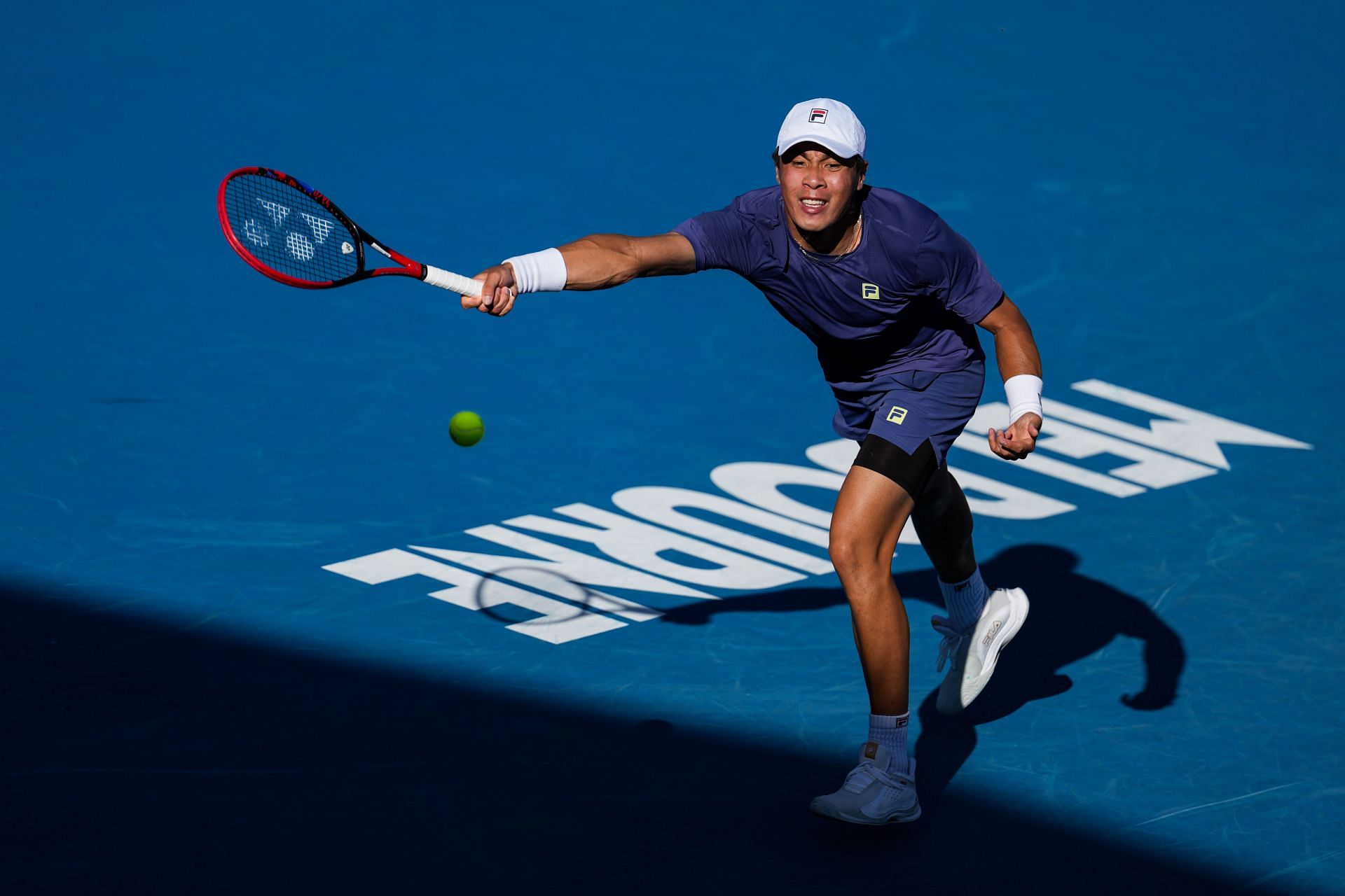 Nakashima plays a forehand in the 2025 Australian Open - Source: Getty