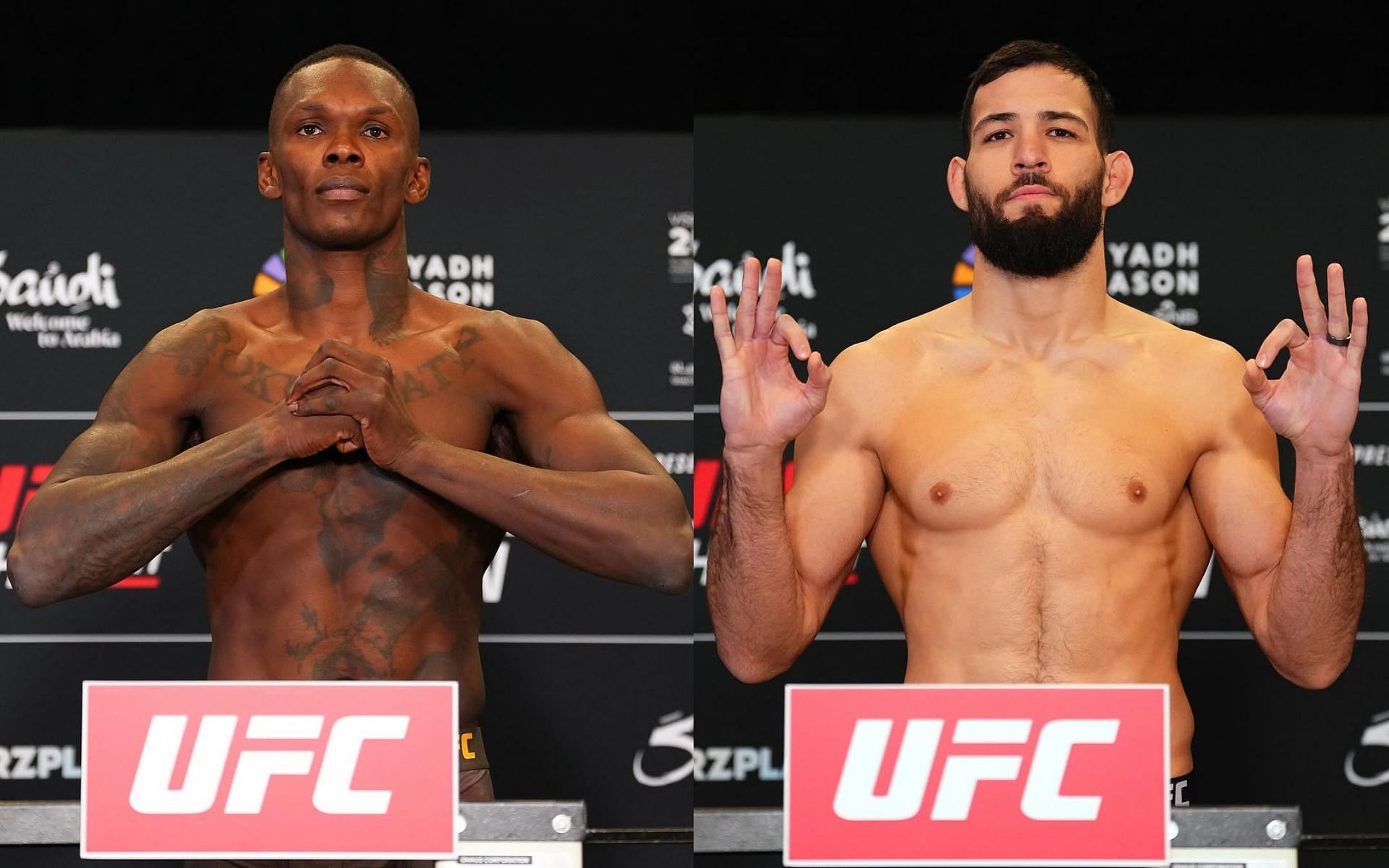 Israel Adesanya (left) is set to take on Nassourdine Imavov at UFC Saudi Arabia. [Images courtesy: @ufc on Instagram]