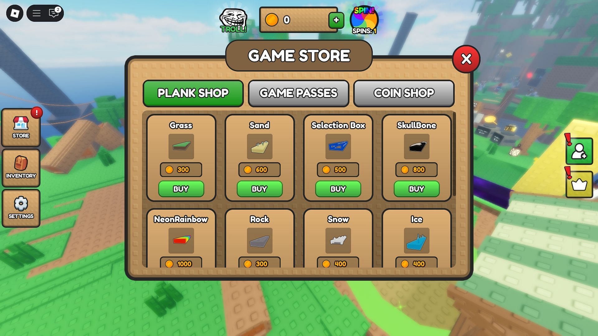 In-game shop (Image via Roblox)