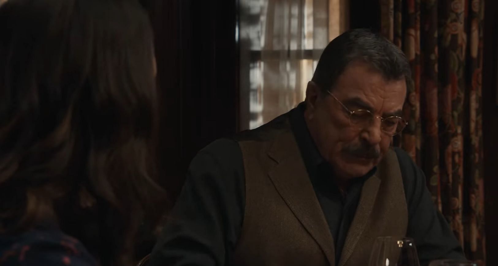 Frank Reagan, played by Tom Selleck in a still on Blue Bloods. (Image via Prime Video)