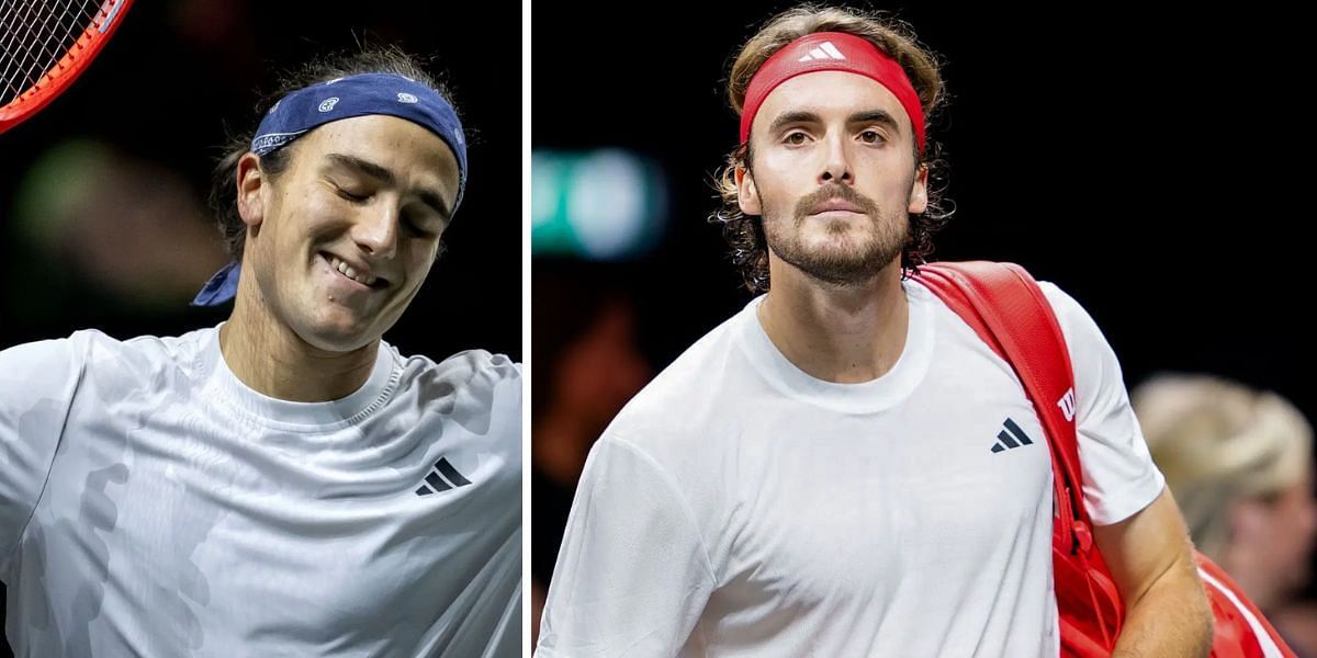 Mattia Bellucci (L); Stefanos Tsitsipas (R) - Image Source: Getty