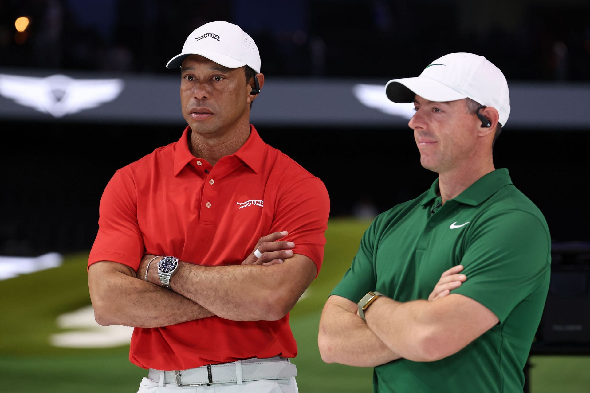 Tiger Woods and Rory McIlroy during TGL: JUP v BOS (Image Source: Getty)