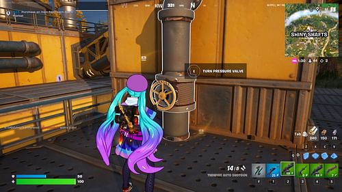 The first valve is located at the northernmost part of Shiny Shafts (Image via Epic Games)