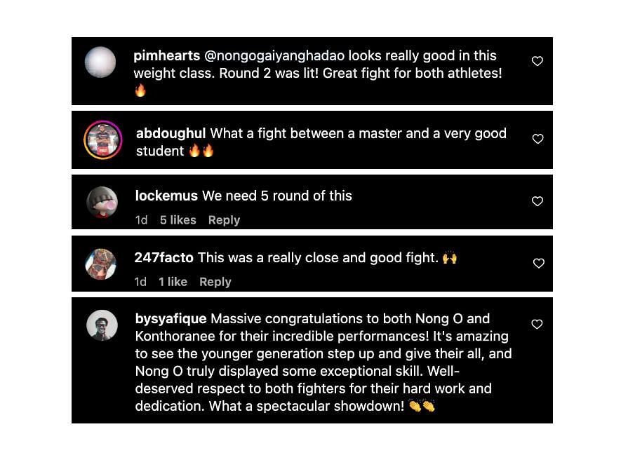 Screenshot of fans&#039; comments. [ONE Championship/Instagram]