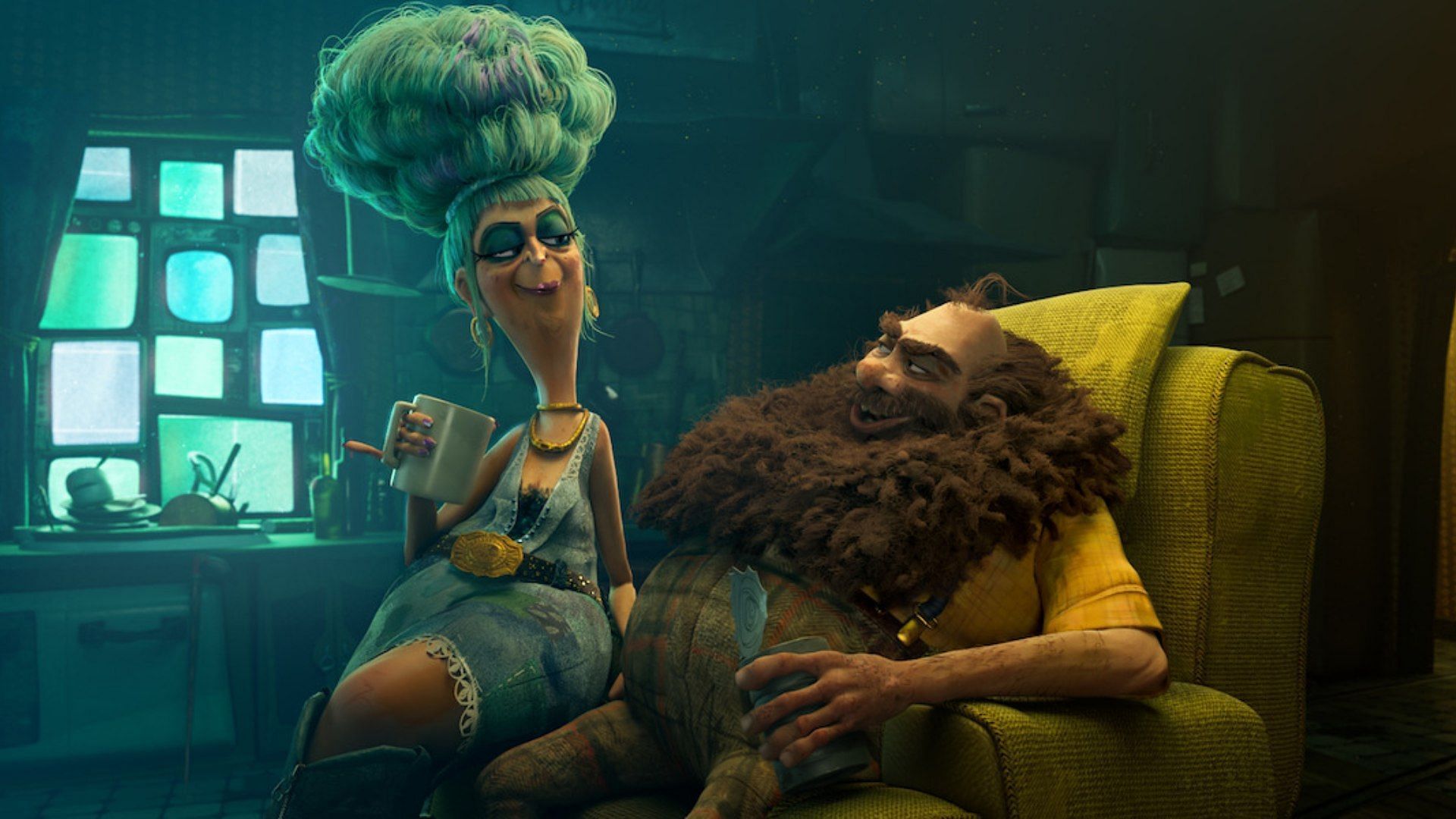 An image of Mr. Twit and Mrs. Twit from the upcoming Netflix movie (Image via Tudum by Netflix)