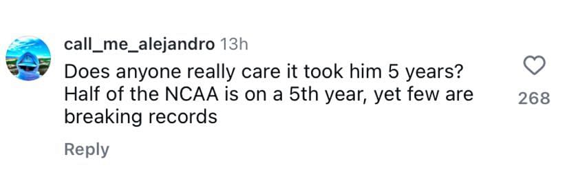 College hoops fan reacts as UNC&rsquo;s RJ Davis joins JJ Redick and Tyler Hansbrough for ACC record - Image source: Instagram/br_hoops