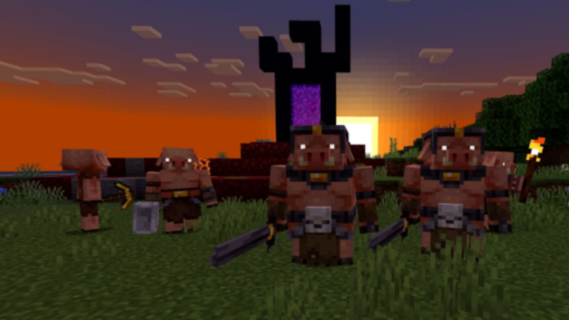 Piglin army is here to attack in this add-on (Image via Mojang Studios)