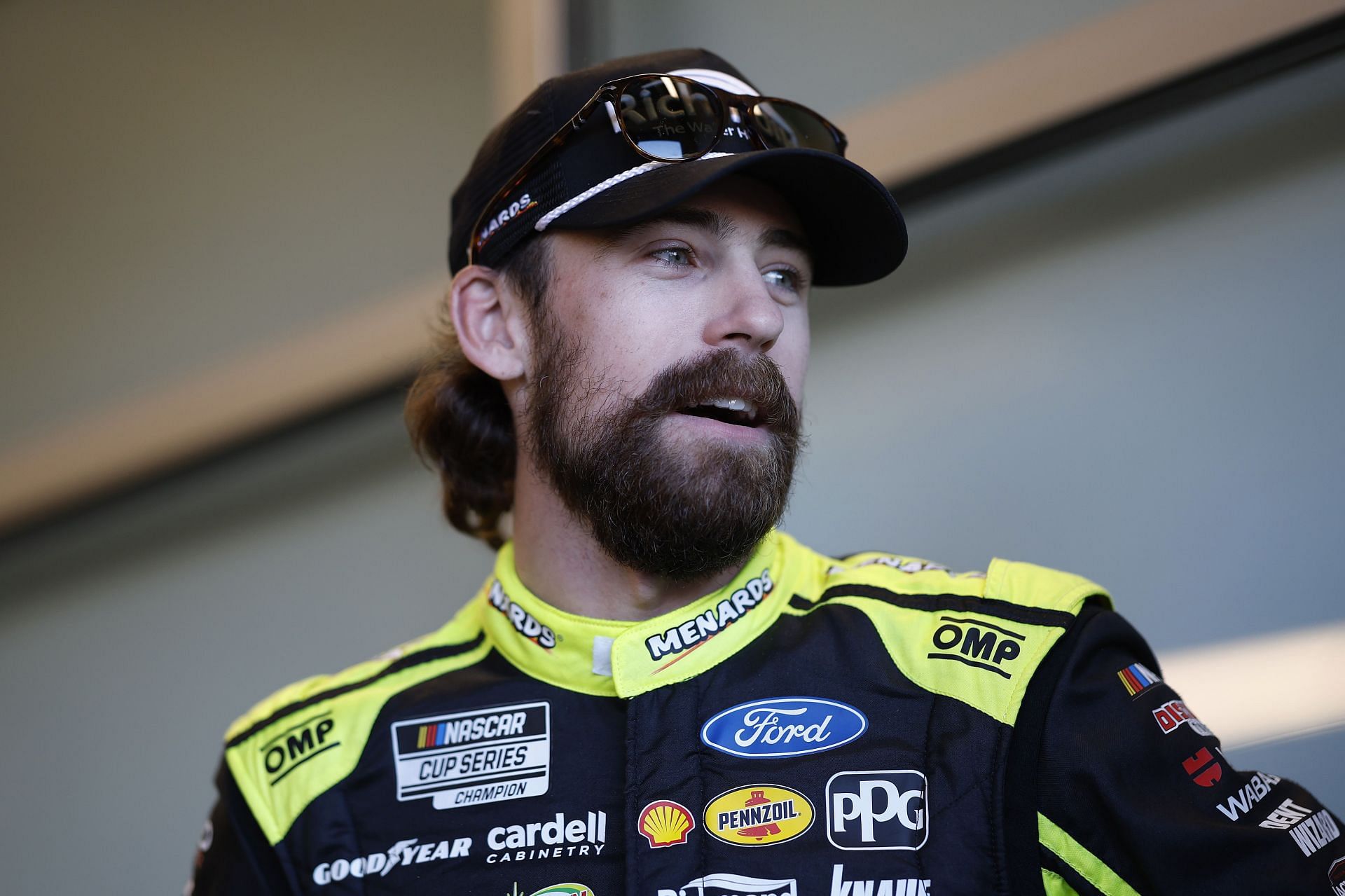 AVONDALE, ARIZONA - NOVEMBER 08: Ryan Blaney, driver of the #12 Menards/RichmondWaterHeater Ford, waits in the garage area during practice for the NASCAR Cup Series Championship Race at Phoenix Raceway on November 08, 2024 in Avondale, Arizona. (Photo by Chris Graythen/Getty Images) - Source: Getty