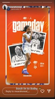 Me'Arah O'Neal noted her A&M game as a Texas homecoming. (Photo Credit: Instagram/@mearahoneal)