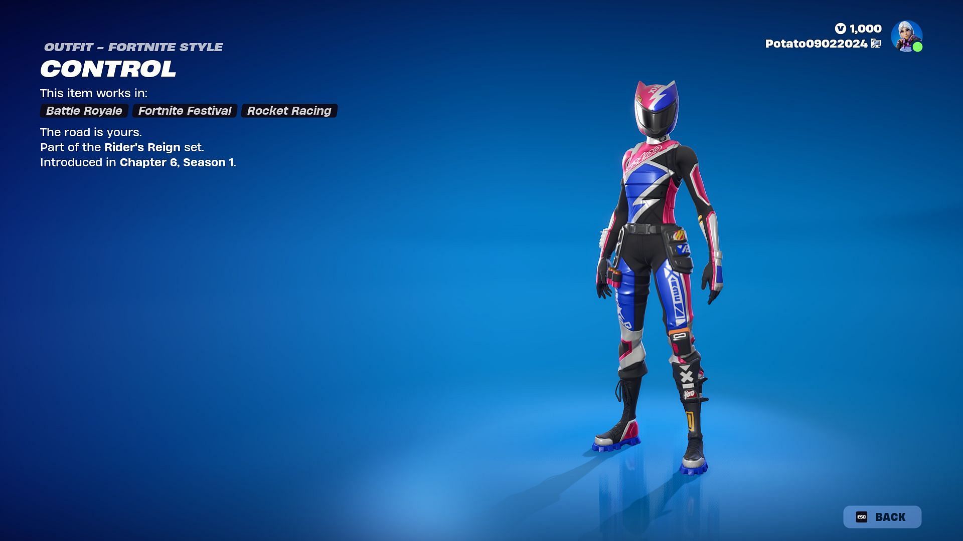 The Control skin is now in Fortnite (Image via Epic Games)