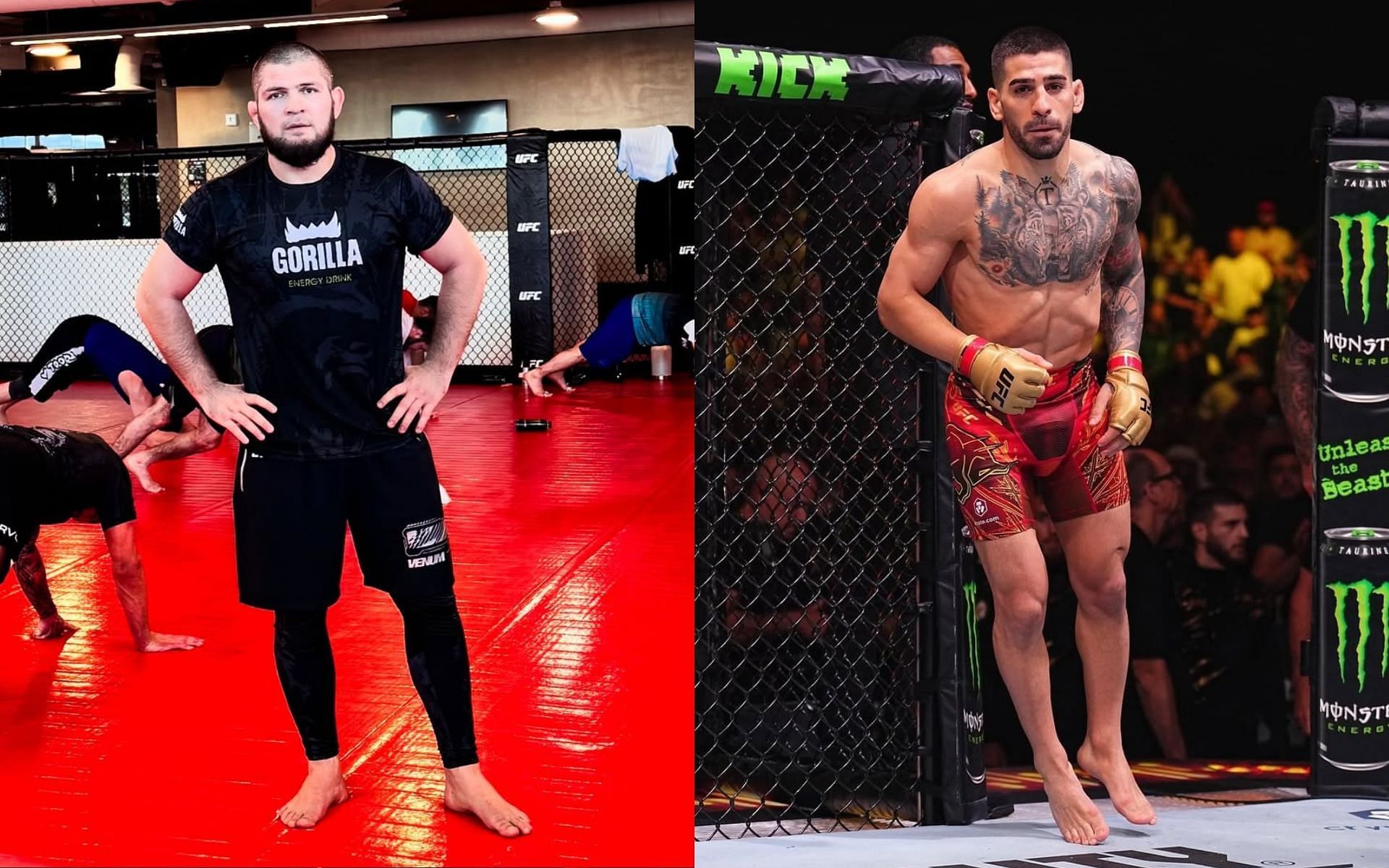 Ilia Topuria will be moving upto lightweight [Image Courtesy: @khabib_nurmagomedov @iliatopuria on Instagram]