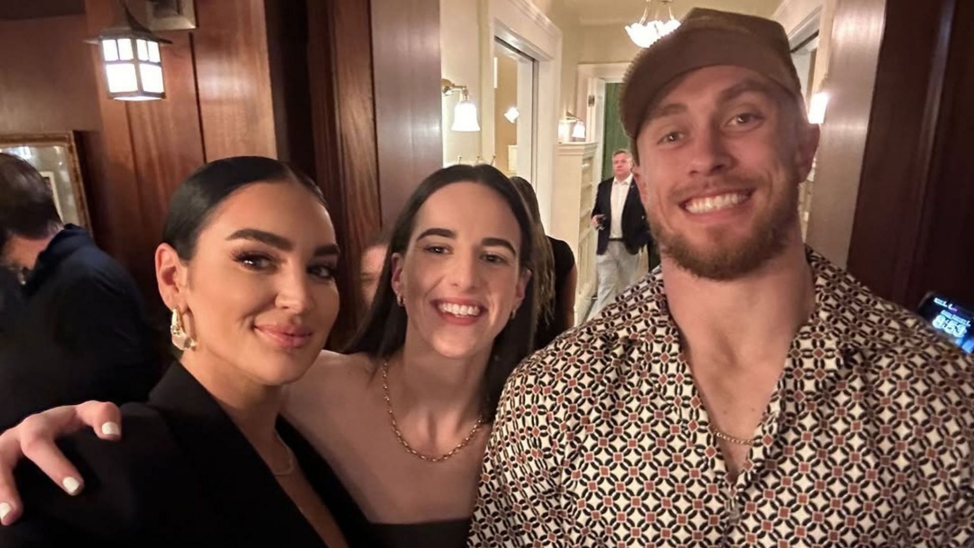 Caitlin Clark smiles in delight in NOLA selfie with Niners TE George Kittle and his wife Claire (Photo from @gkittle/ IG)