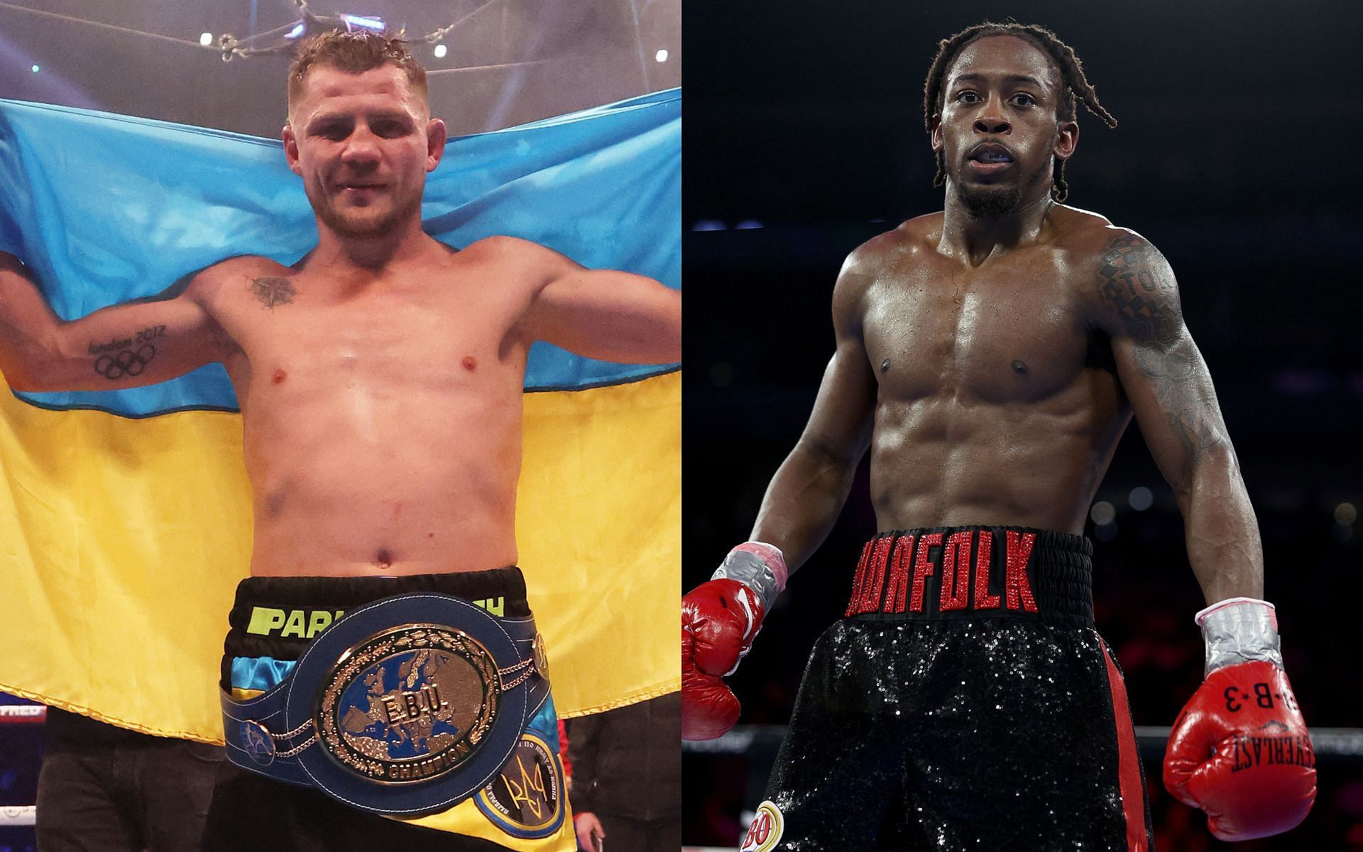 Denys Berinchyk (left) is set to defend his WBO lightweight belt against Keyshawn Davis (right) [Images courtesy: Getty Images]