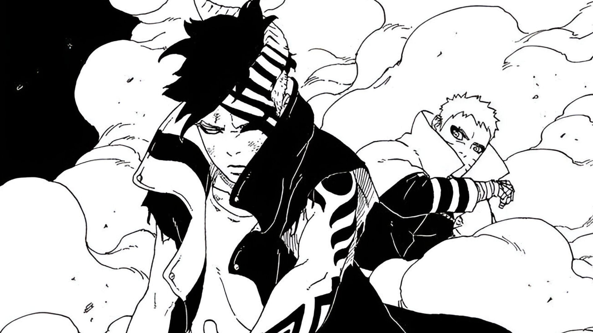 Kawaki and Naruto as seen in the manga (Image via Shueisha)