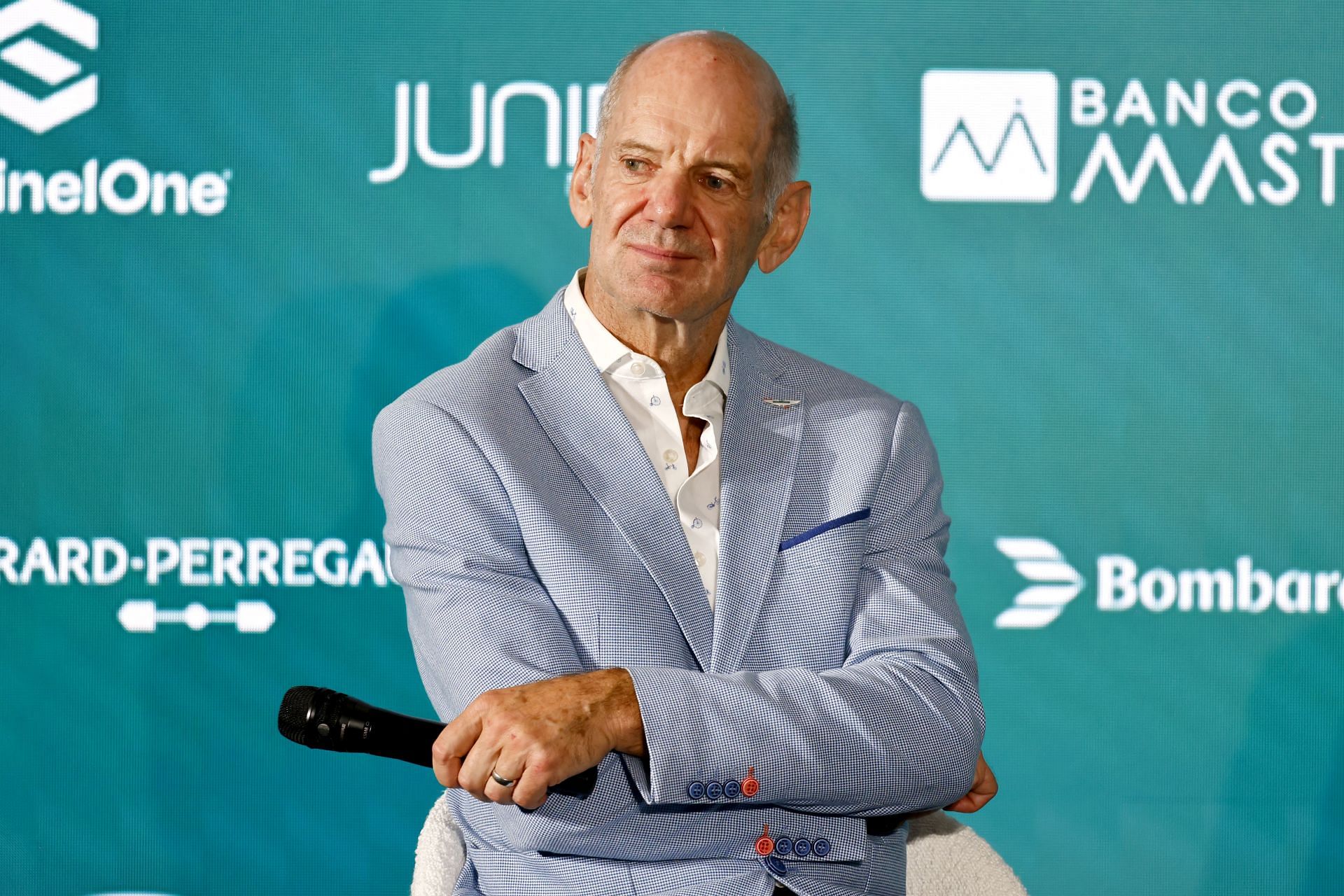 SILVERSTONE, ENGLAND - SEPTEMBER 10: Adrian Newey at a press conference at Aston Martin Headquarters on September 10, 2024 in Silverstone, England. (Photo by Andrew Ferraro/Getty Images for Aston Martin) - Source: Getty