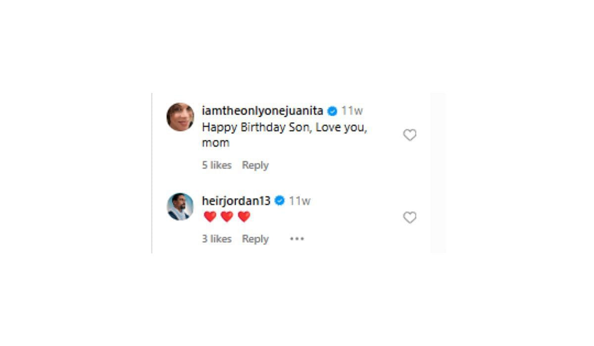 Jeffery and Juanita commented on Jasmine&#039;s birthday post on Instagram