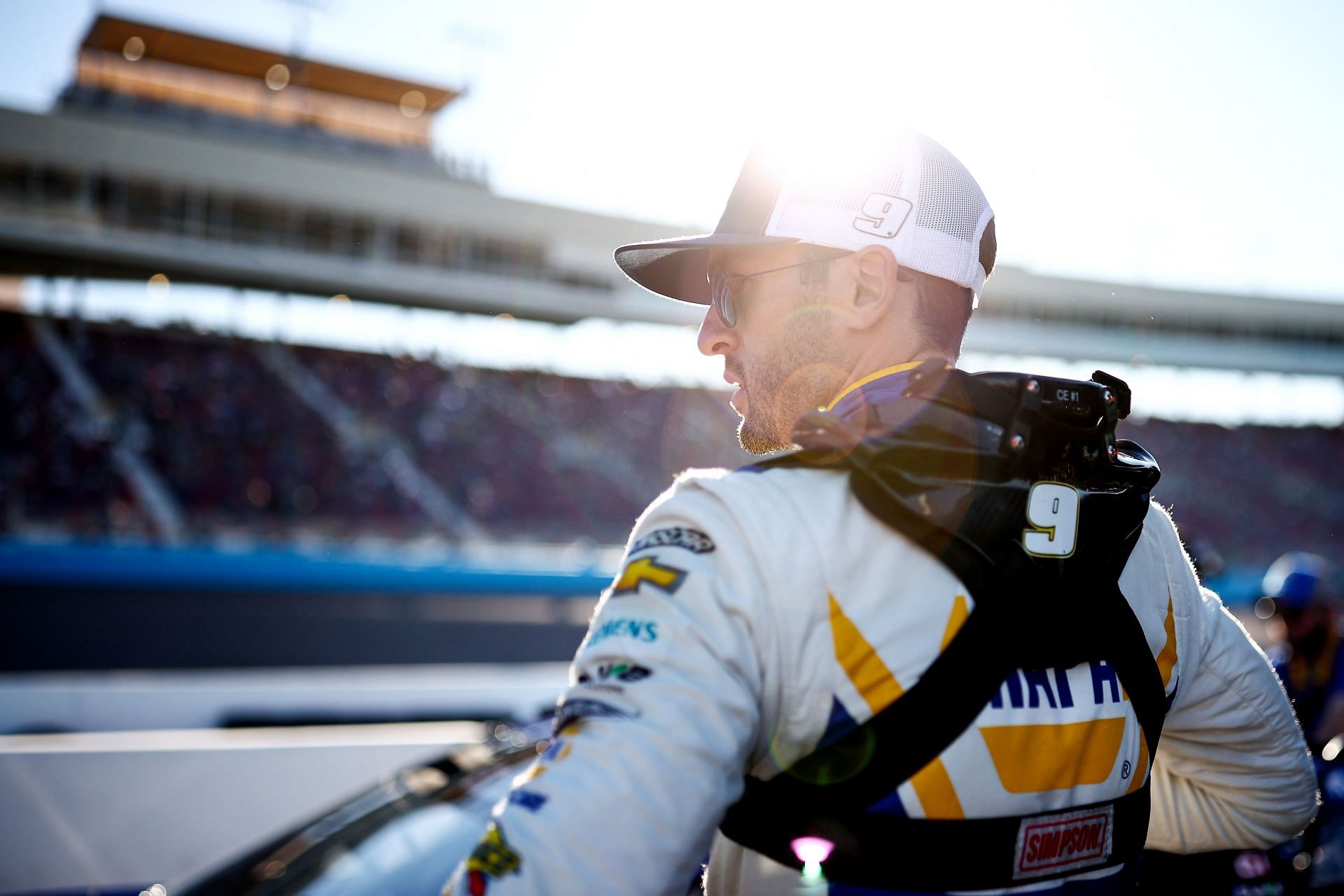 AVONDALE, ARIZONA - NOVEMBER 09: Chase Elliott, driver of the #9 NAPA Auto Parts Chevrolet, prepares to qualify for the NASCAR Cup Series Championship Race at Phoenix Raceway on November 09, 2024 in Avondale, Arizona. (Photo by Jared C. Tilton/Getty Images) - Source: Getty