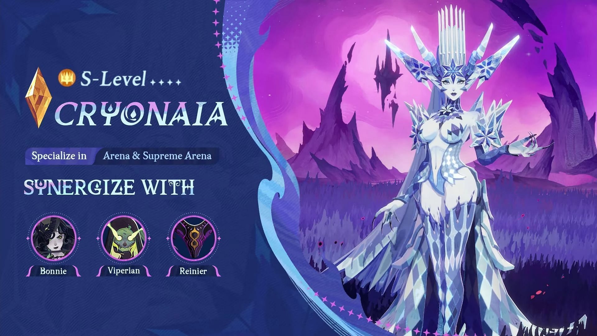 Reinier, Bonnie, and Viperian are the best teammates for Cryonaia (Image via Farlight Games)