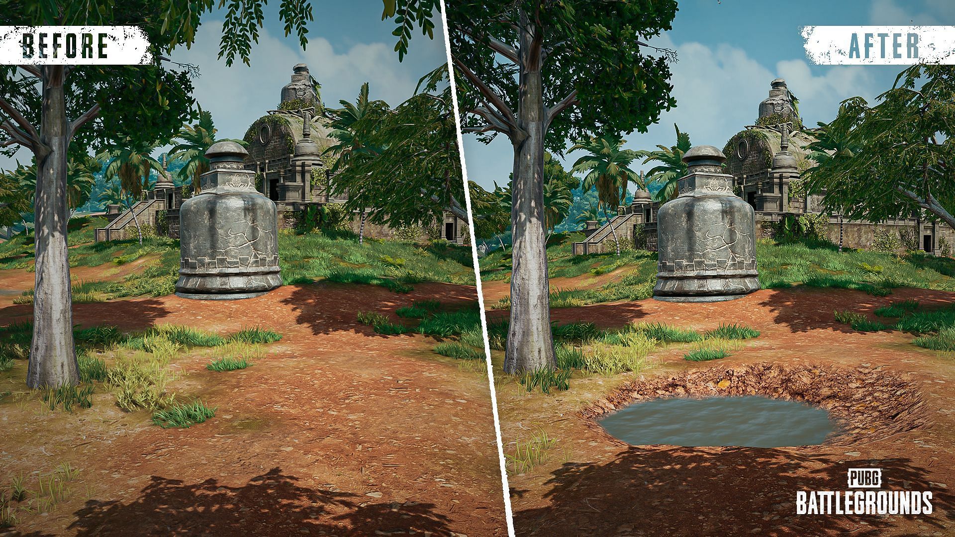 Sanhok terrain changes in PUBG PC Update 34.1 (Image via Krafton)