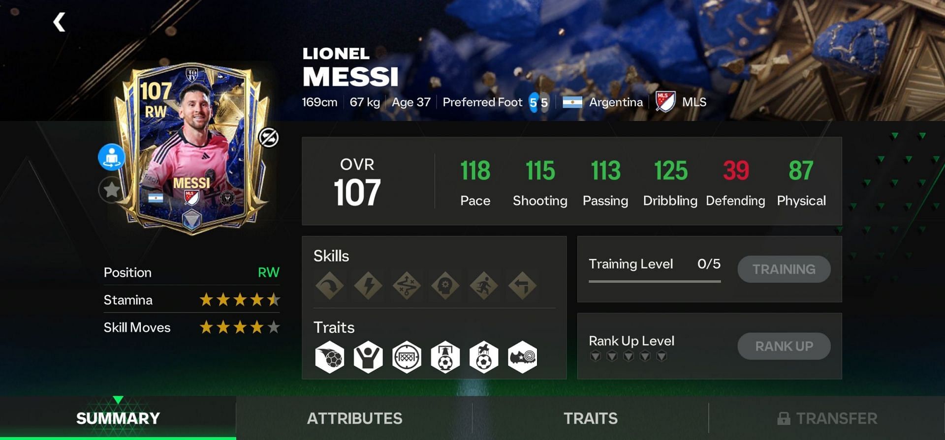 EA FC Mobile TOTY Honourable Mentions Messi Stats (Image via EA Sports)