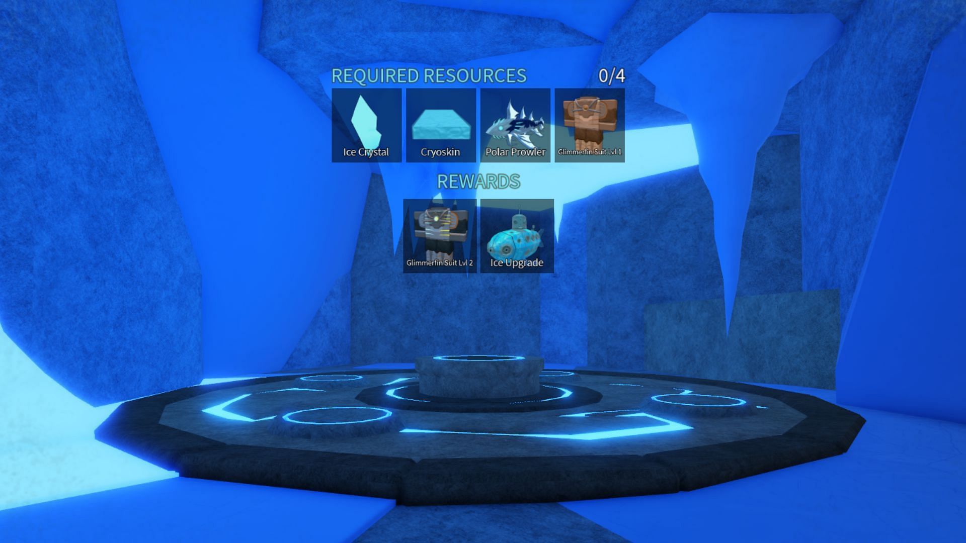 The Ice upgrade station in Challenger&#039;s Deep (Image via Roblox)