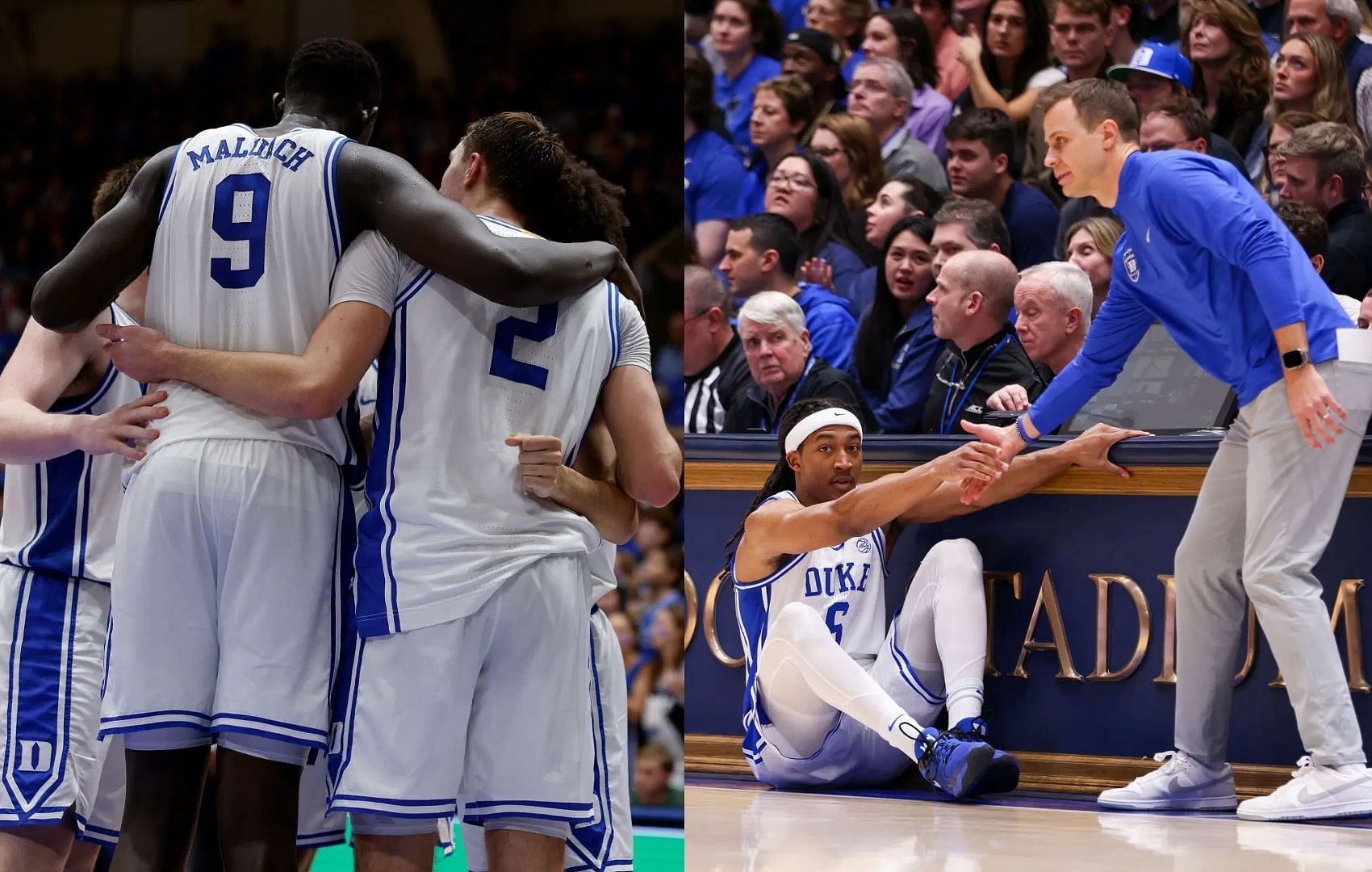 Jon Scheyer, Maliq Brown, Khaman Maluach  