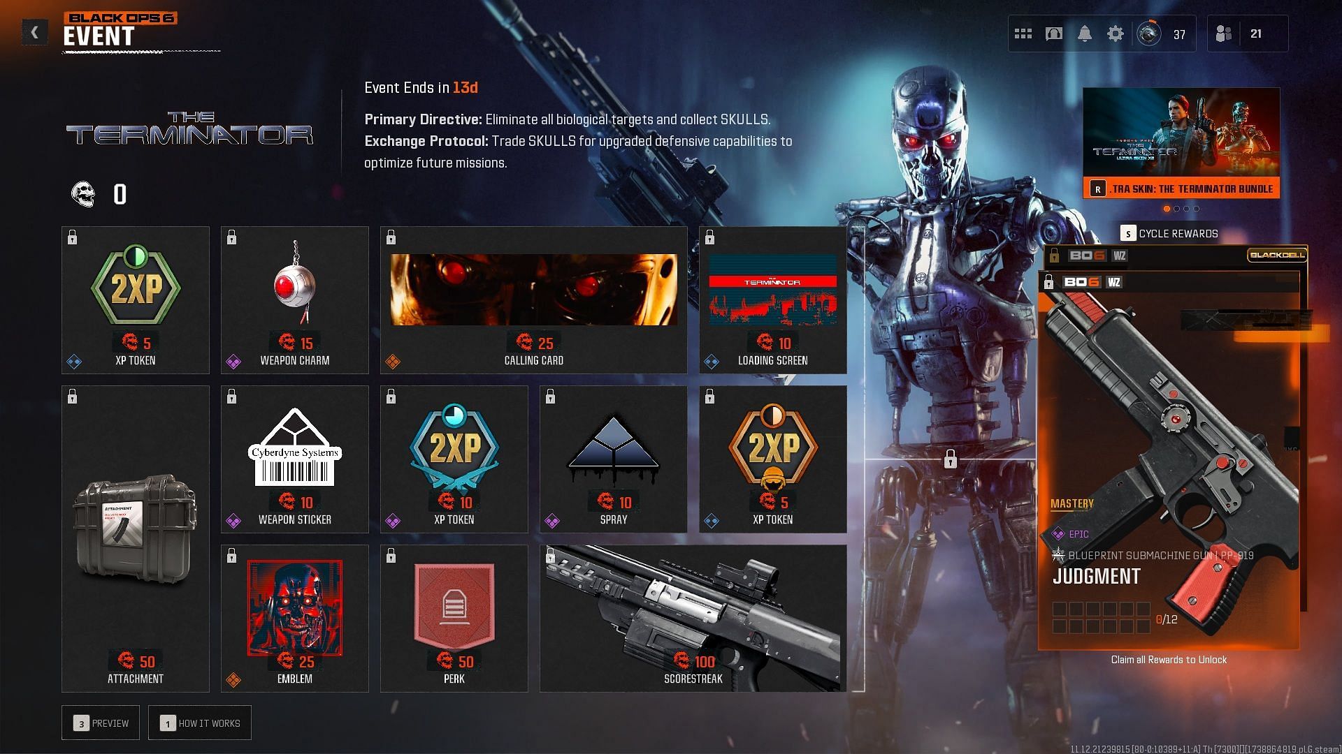 There are various rewards in The Terminator event in Black Ops 6 and Warzone (Image via Activision)