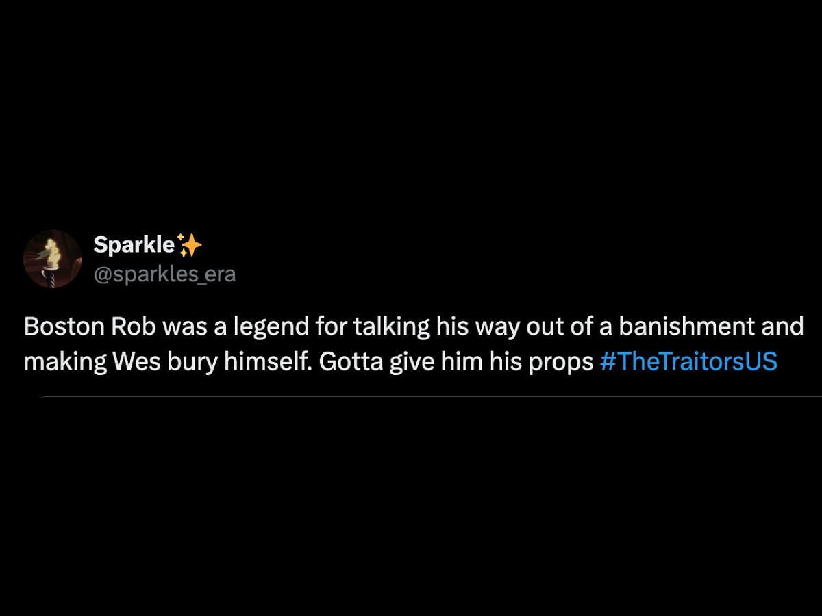 The Traitors US fans praise Rob (Image via Instagram/@sparkles_era)