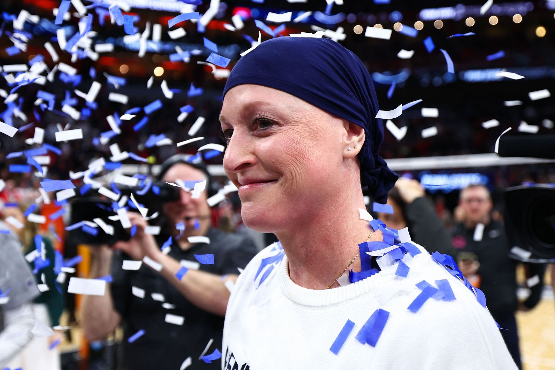 Katie Schumacher-Cawley during a post-match interview at the 2024 Division I Women&#039;s Volleyball Championship - Source: Getty