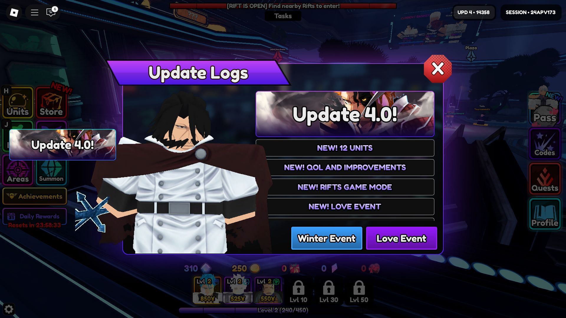 In-game update log (Image via Roblox)