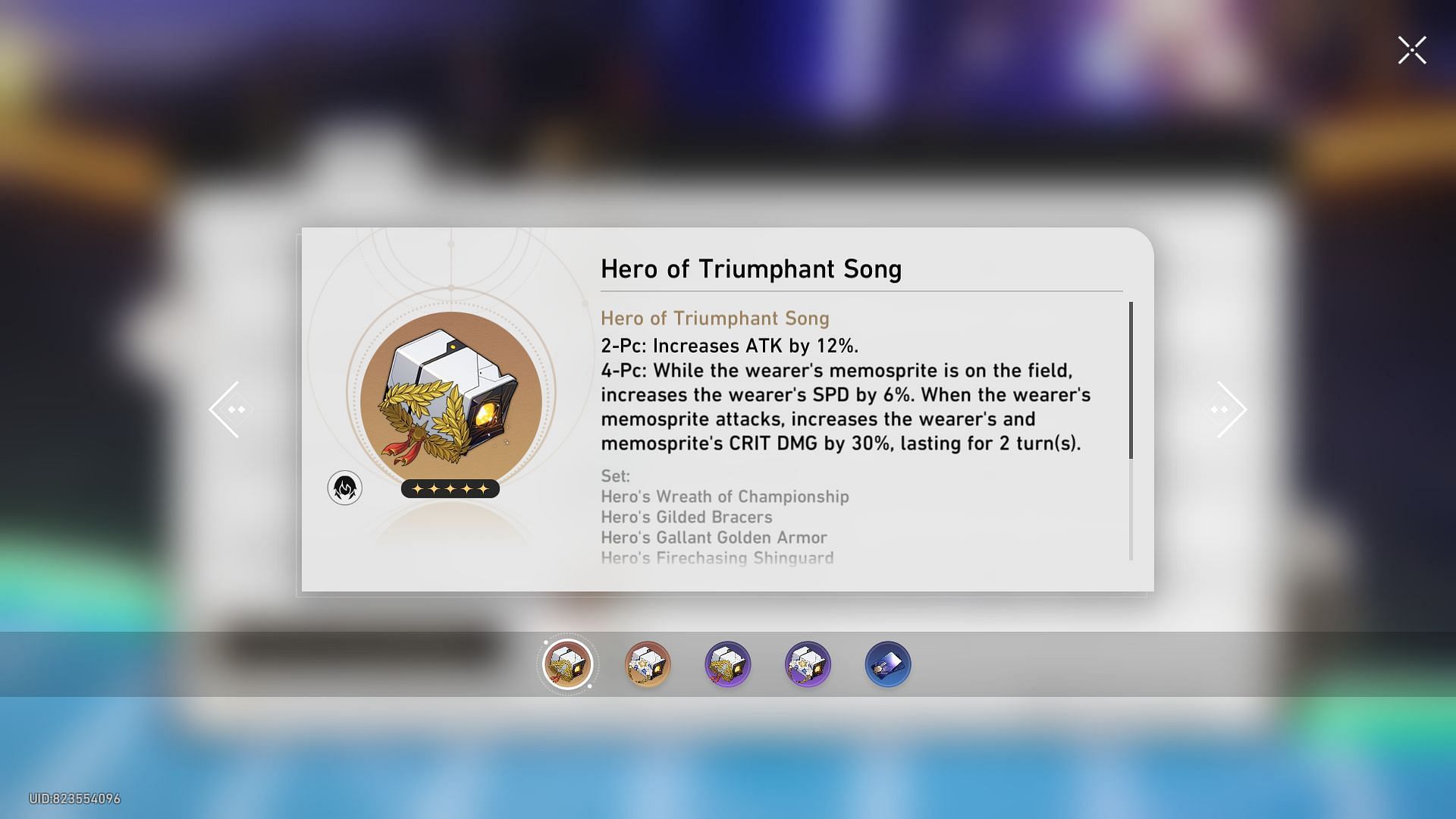 The Hero of Triumphant Song set (Image via HoYoverse)