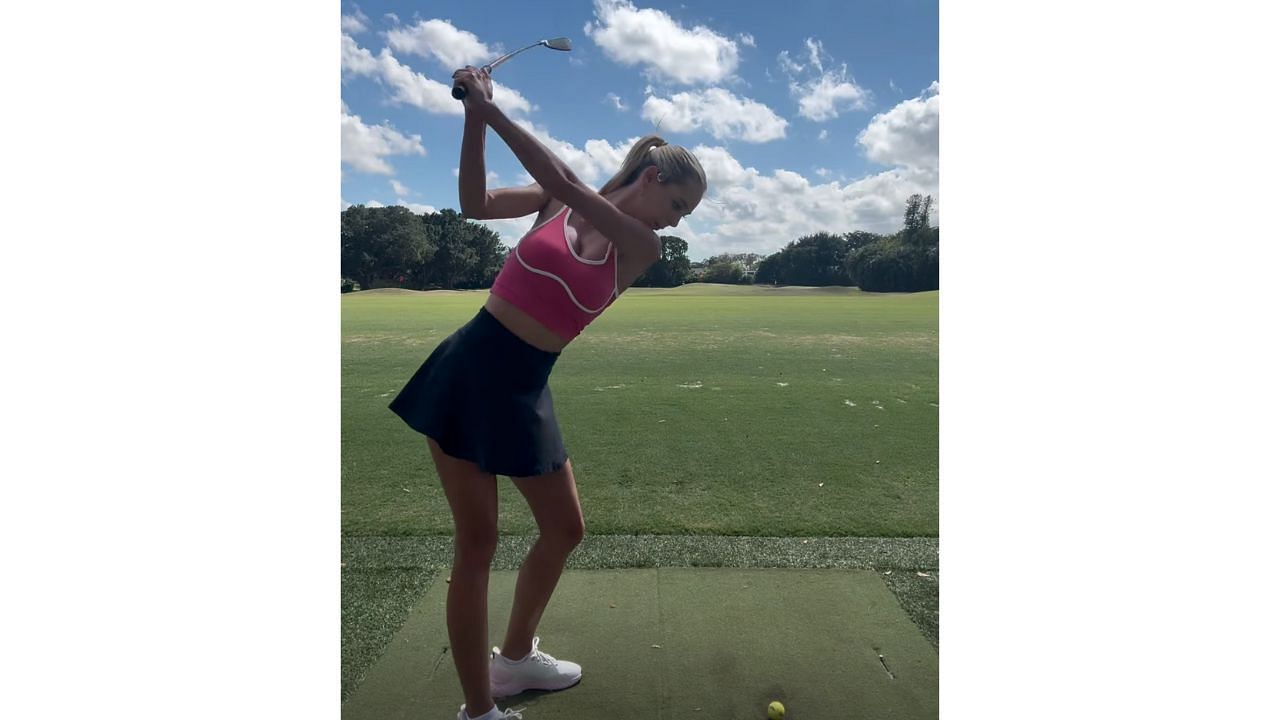 Bri Teresi flaunted her outfit as she took some practice swings on a nice day - Source: via @briteresi on Instagram