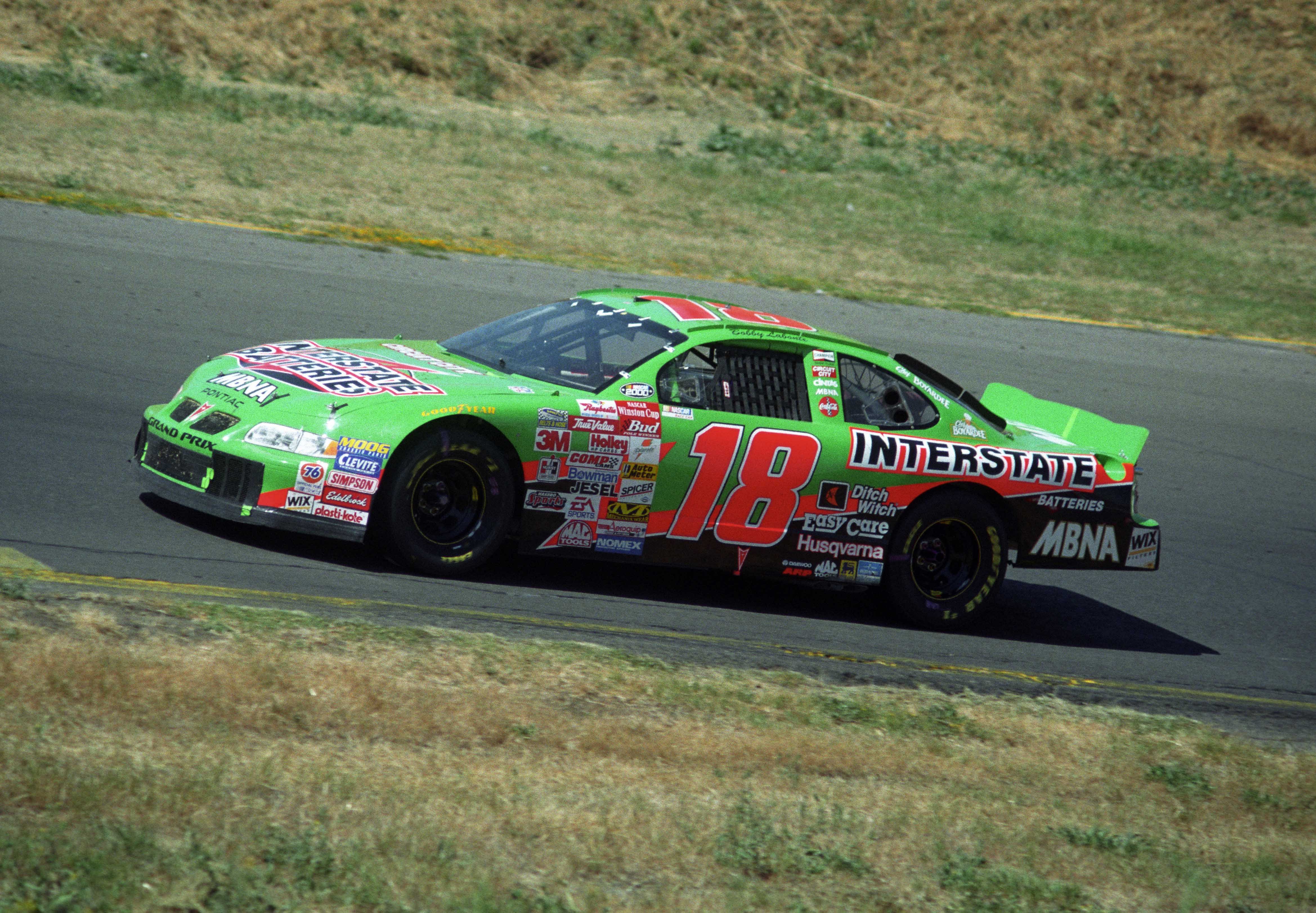 Bobby Labonte driving the No. 18 Pontiac at Sears Point Raceway in 2000 - Source: Imagn