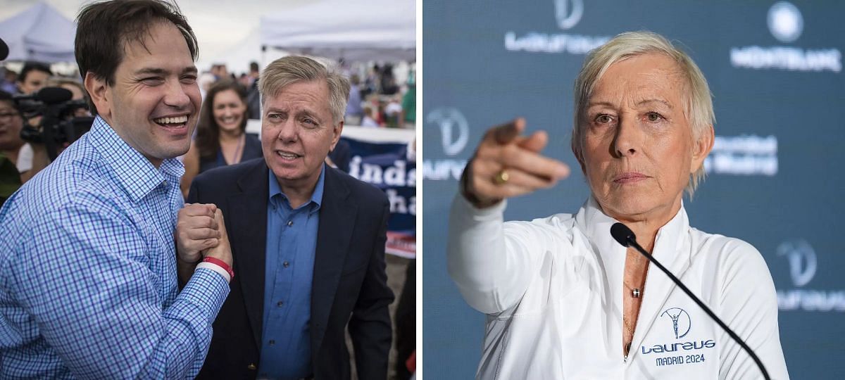 Marco Rubio and Lindsey Graham (L), Martina Navratilova (R) [Image source: Getty]