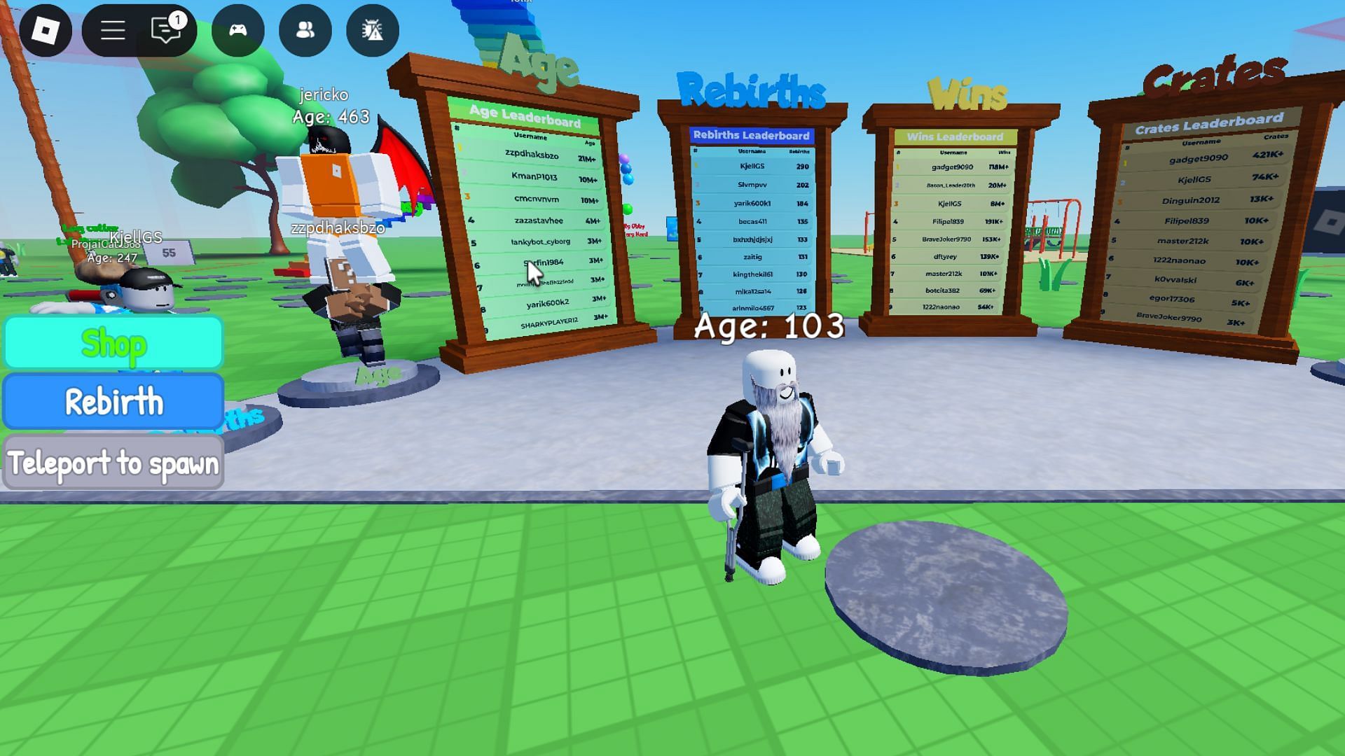 Leaderboards in Every Second You Get Older (Image via Roblox)