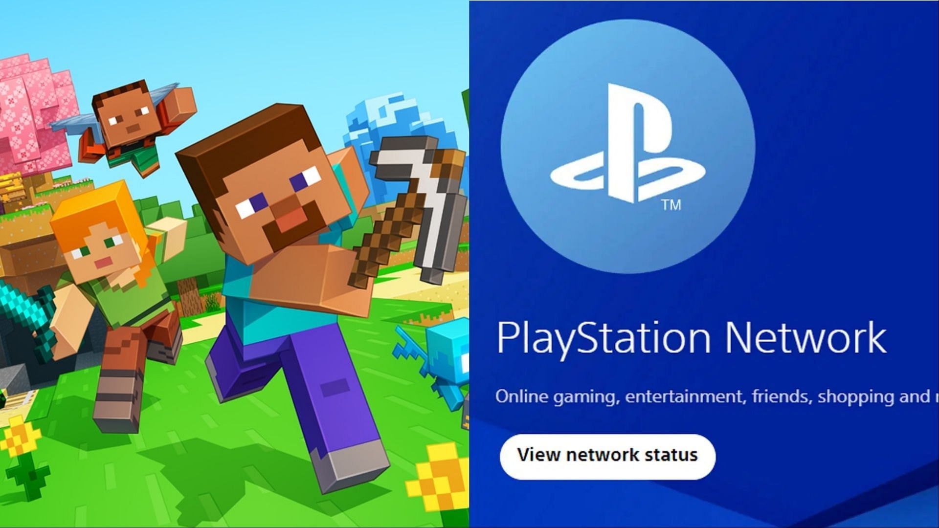 Minecraft is currently down on PlayStation (Image via Mojang &amp; Sony)