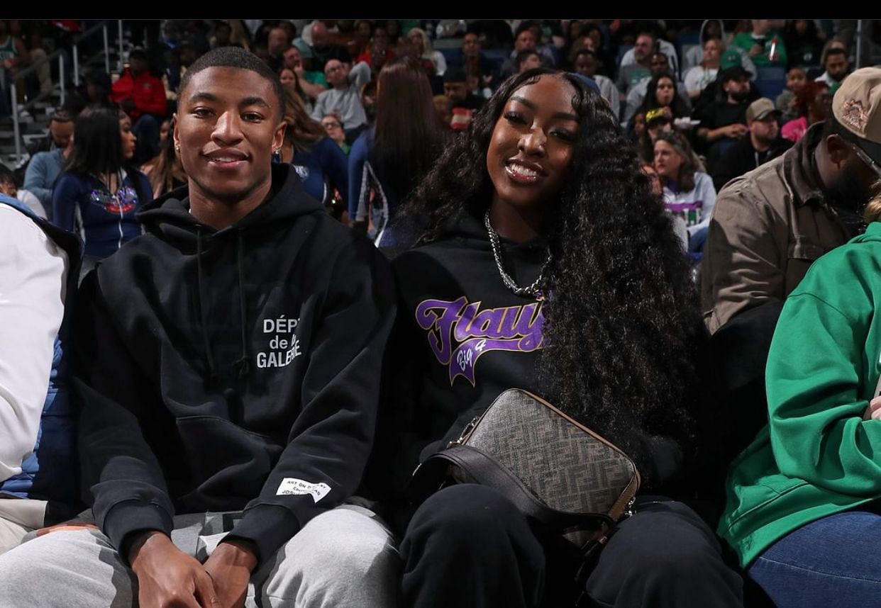 LSU power couple Flau&rsquo;jae Johnson and Chris Hilton Jr. at an NBA game. IG image via @pelicansnba