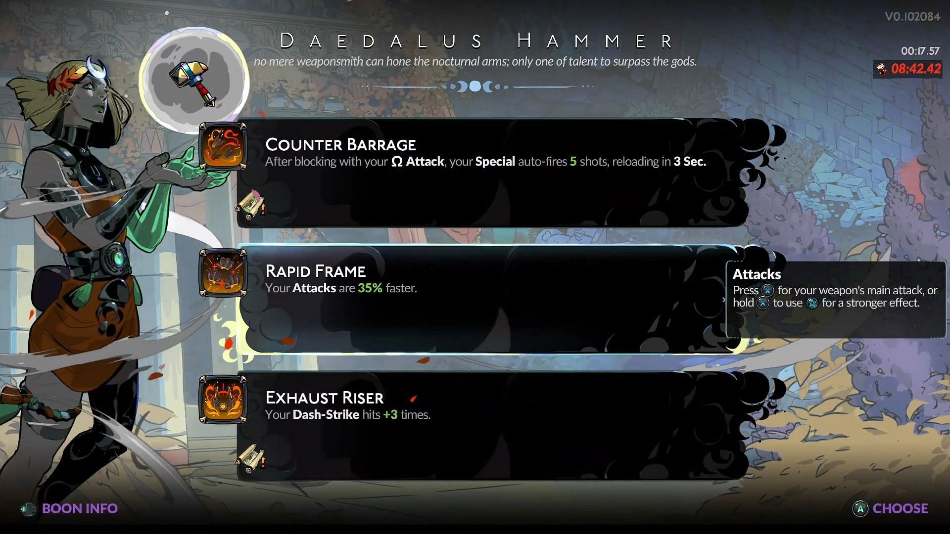 Few Daedalus Hammer upgrades in Hades 2 (Image via Supergiant Games || Youtube@Boated)