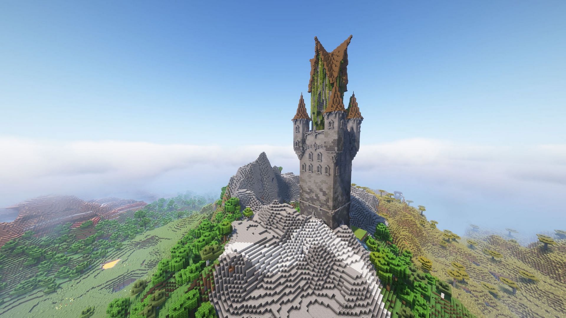 An evil or mysterious-looking castle can be built on Stony Peaks (Image via Mojang Studios || Sportskeeda Gaming)