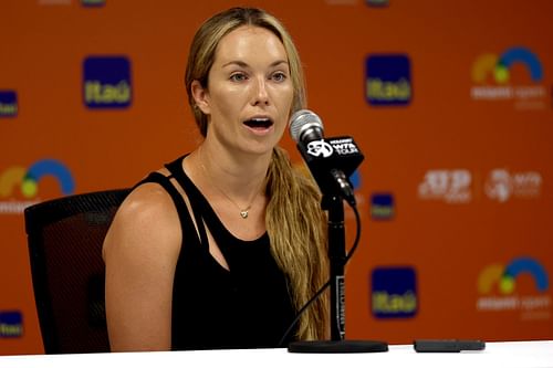 Danielle Collins at a press conference - Source: Getty