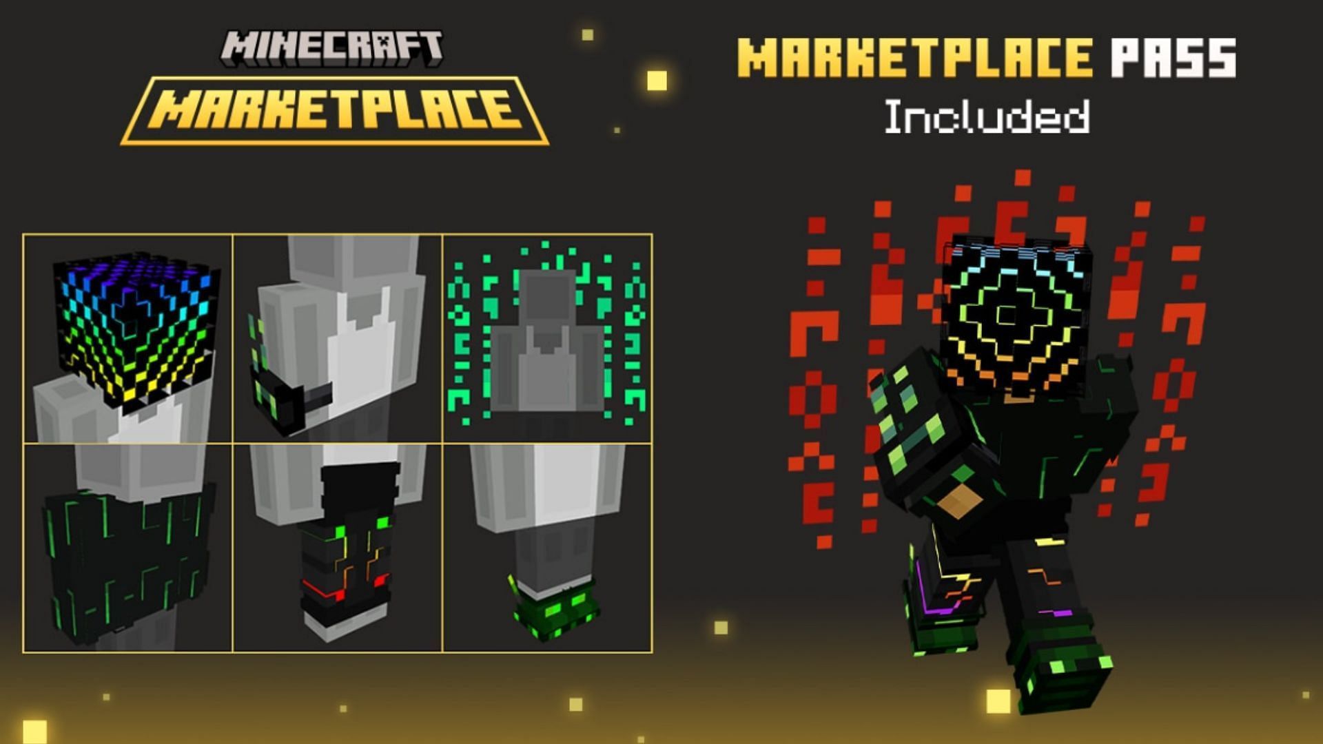 This month the character creator items are hacker-inspired (Image via Mojang Studios)