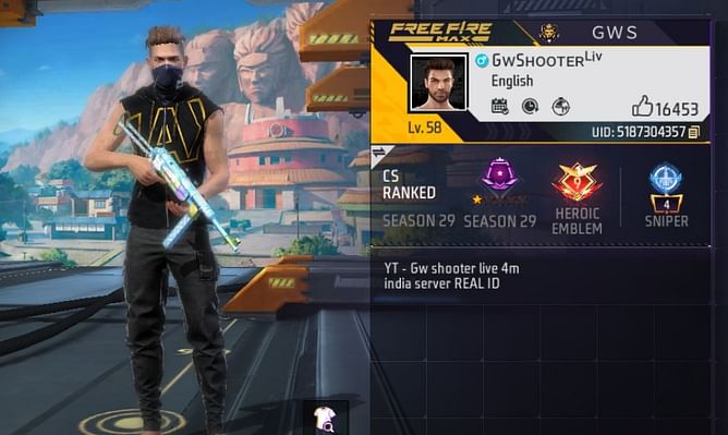 GW Shooter की Free Fire MAX ID, स्टैट्स और अन्य जानकारी
